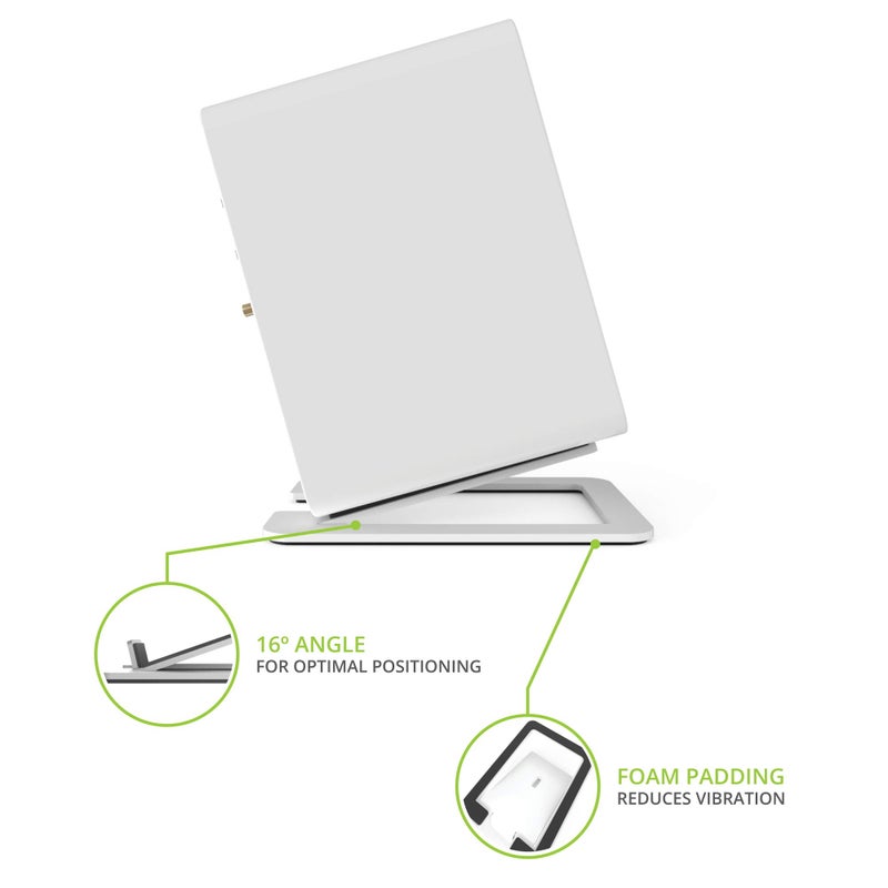 Kanto S6W Tilted Desktop Speaker Stands for Large Bookshelf Speakers & Full-Size 5â€-7â€ Studio Monitors | Supports 20 lbs | Damping Foam Padding | Â¼â€-20 Mounting | Pair | White - Image 3